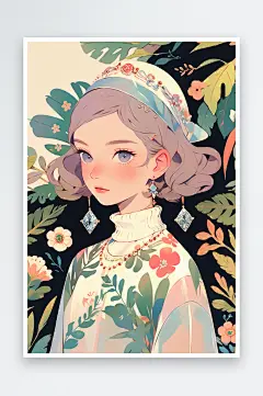 唯美少女手绘背景-众图网