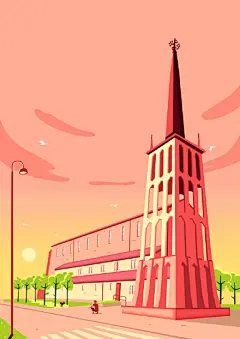 △ 审美练习 | 插画
扁平风大场景插画，配色和构图是亮点。多幅画面运用对比色，但是色彩的比例和选择让画面很和谐。
by:Gundersons  (behance.net/Gundersons)
#设计秀# ​​​ ​​ ​​​​