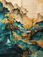 鎏金山水画海报