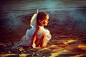 夕阳下沙滩上的小孩 #宝宝# #萝莉#