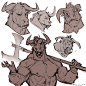 Minotaur sketches, Taran Fiddler : Various quick moo moo sketches 