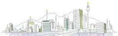 手绘大都市banner创意设计