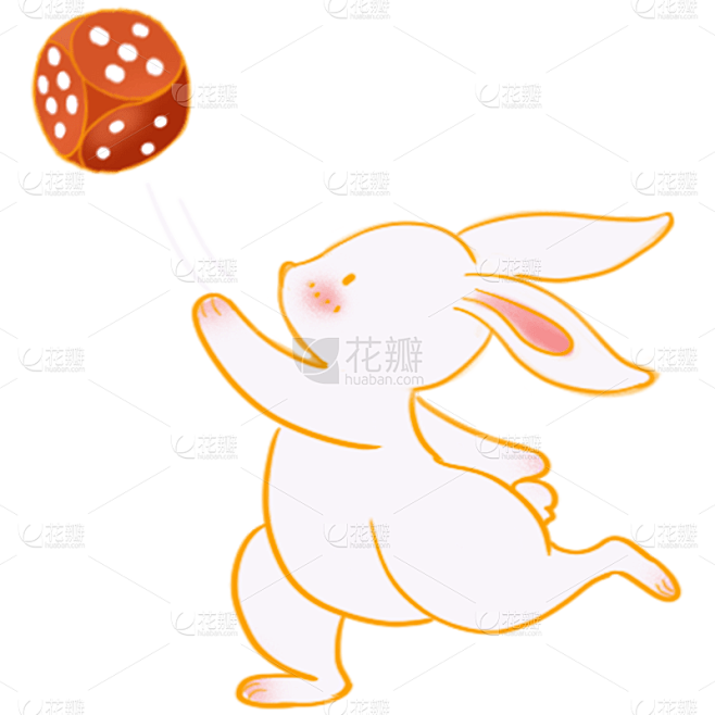 骰子兔子中国风中秋节元素贴纸   