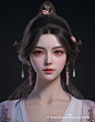 Close-up of a Beautiful Hanfu Chinese Girl Head 1