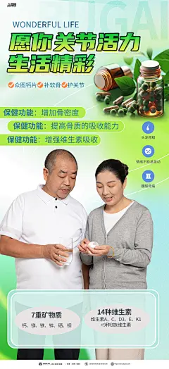 中老年补钙钙片保健品海报