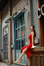 JL原创自制夏季气质修身显瘦法式复古女红色吊带性感中长款连衣裙-淘宝网