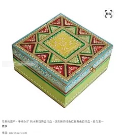 珍贵的遗产 - 手绘5x5&quot; 的木制首饰盒饰品 - 仿古装饰绿色红色黄色首饰盒 - 爱与浪漫的礼物 - 购买散装批发 -大作