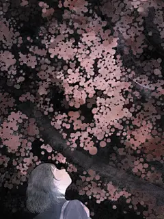 夜晚看樱花 下雨天看绣球 #我是原创插画师 #插画 - 小红书