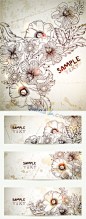 线描手绘花纹免费矢量素材