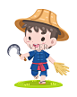 可爱的泰国农民悠闲的行走插画插画图片素材