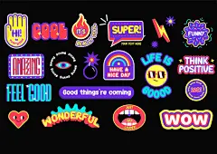 19款卡通创意趣味字母表情包艺术贴纸标签插图插画ai设计素材-淘宝网