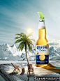 啤酒广告 饮料海报 椰树 太阳 眼光 冰山 雪地 竹藤椅 买呀啤酒广告设计 奇异果 猕猴桃