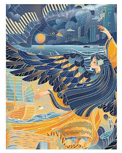 国风山海经城市系列插画设计|爱画画的小吴1 ​​​