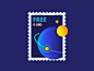 Space Stamp mail galaxy free stars planet space post stamp postage illustration outline icon