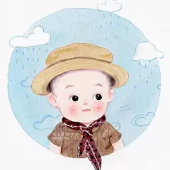 【小熊猫胖哒】水彩人物水彩教程小孩头像水彩宝宝画像插画插画习作熊猫胖哒-2