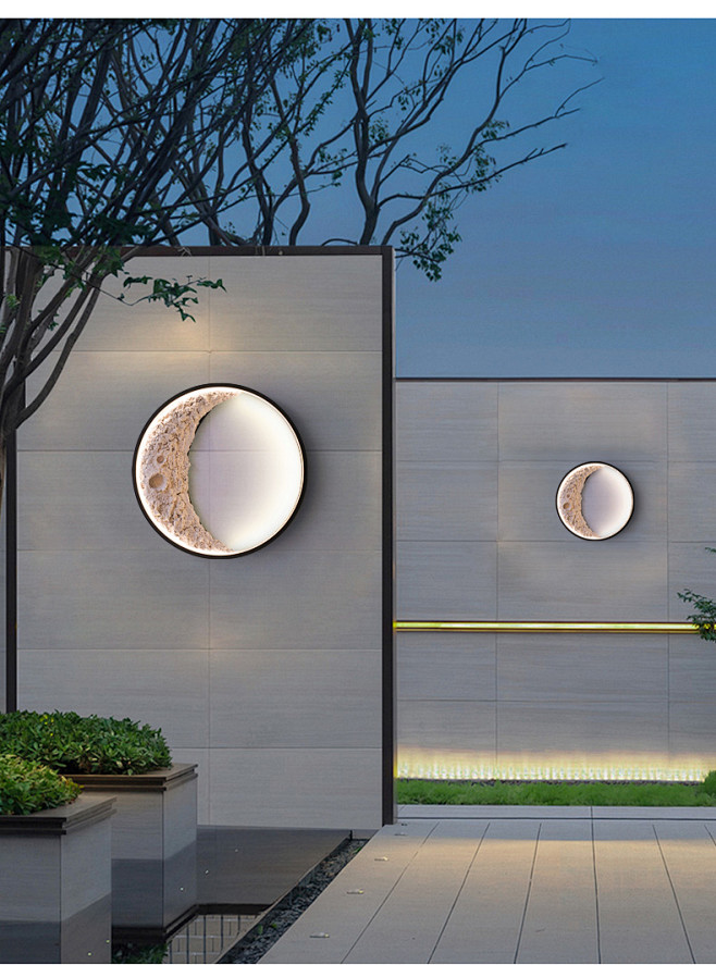 新中式太阳能壁灯户外庭院防水室外设计师个...