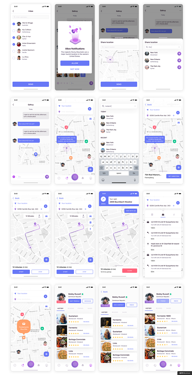 地图 导航 ui界面设计 设计模板 移动端页面APP界面UI设计
