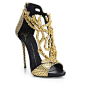 Giuseppe Zanotti Goldtone Coral Python Sandals