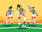 Football woman team character game sport soccer ball team woman football kit8 flat vector illustration