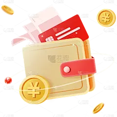 金融商务感3D立体橙红色金属金融元素素材