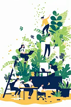 扁平风商务办公手绘素材