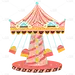 扁平插画-游乐场场景贴纸-旋转秋千