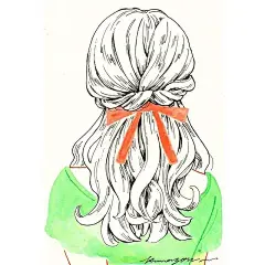 くまそ?う：偏爱少女风，柔和的线条勾勒出女孩的面庞，色彩点睛，风格清新唯美。