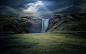 General 2500x1562 waterfall nature river landscape sun rays cliff dark clouds sunlight Iceland