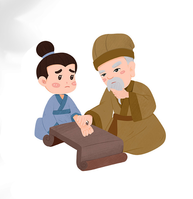 望闻问切切老中医医疗人物插画