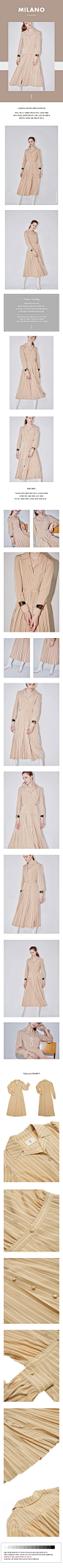 [W CONCEPT] : [AND YOU 앤유] MILANO notched collar shirt dress (Beige pin stripe)