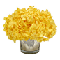 Bougainvillea - Yellow Hydrangea in Mercury Glass Votive - With this Mercury Glass Votive, Yellow Hydrangea Bougainvillea floral design, you can have the best of both worlds - a natural and consistantly beautiful floral display with almost no maintaince, 