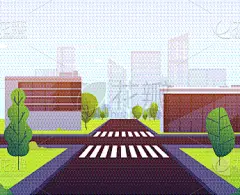 交通,无人,街道,公路,动画片,斑马,沥青,林荫路,草,小路