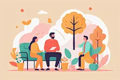 心理病患心理咨询治疗人物场景插画