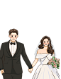 情侣半身婚礼卡片婚纱半身照手绘卡通情侣
