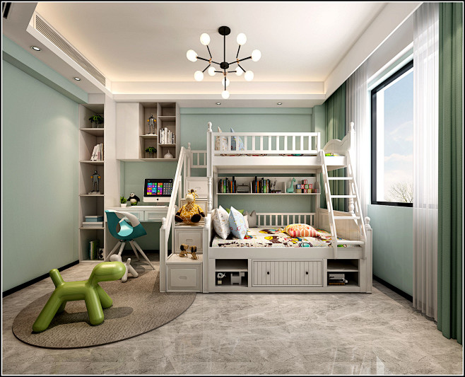 现代儿童房房间-室内设计-拓者设计吧_A...