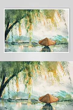 AI数字艺术清明节中国风牧童插画