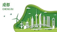 四川成都地标建筑古迹旅游景点剪影线稿手绘插画背景元素(36).eps