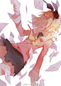 Tags: Anime, Rella, Vocaloid, Kagamine Rin, Falling, Letters