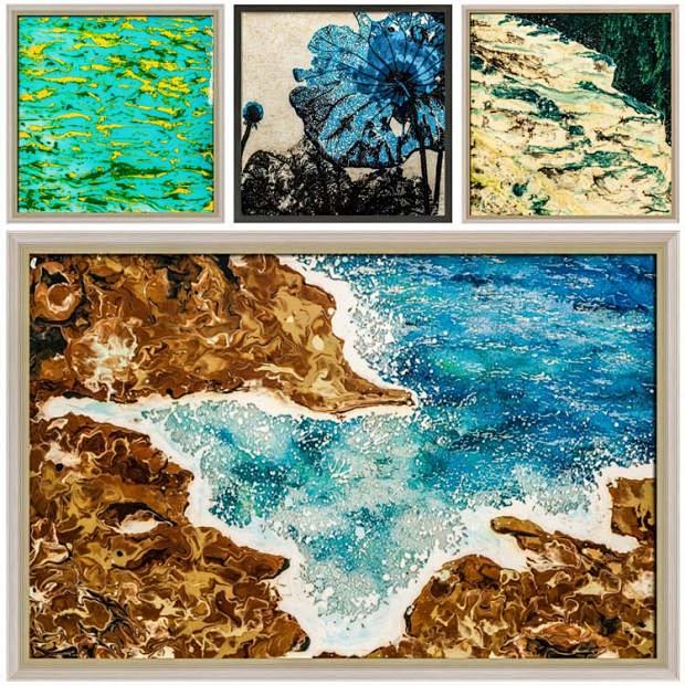 抽象风景装饰画大海滩海浪油画 样板间客厅...
