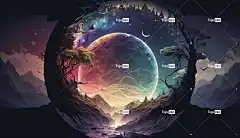 Ai产生的 树木 行星 月亮 魔法 4K壁纸 光 自然 景观
