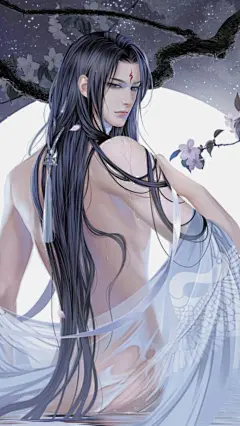 古风，美男，壁纸，插画，花千骨，白子画