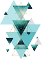 Geometric Triangle Compilation in teal, aqua and rose gold Posters by UrbanEpiphany | Redbubble