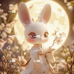 中秋白兔花海桂花海报
