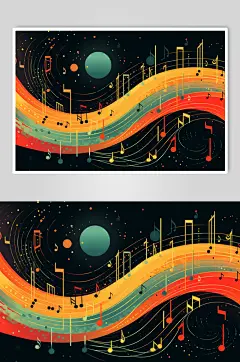 AI数字艺术音乐乐符乐谱元素插画