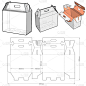带手柄折叠盒(内部尺寸30x15x25cm)和模切图案。.eps文件是完整的，功能齐全。为真正的纸板
