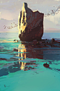 -Amir Zand
-土耳其自由插画家，概念设计师
一些风景速涂和设计。水面的表现力和气氛营造十分值得学习 ​​​​
