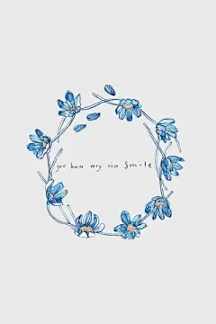 小清新唯美手绘简约蓝色花环浪漫手机壁纸http://www.kutoo8.com/