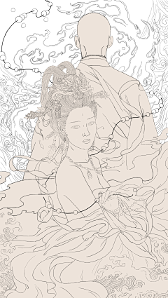 鸭朵殿下采集到鸭朵殿下手绘插画线稿白描个人练习描摹人物古风厚涂薄图