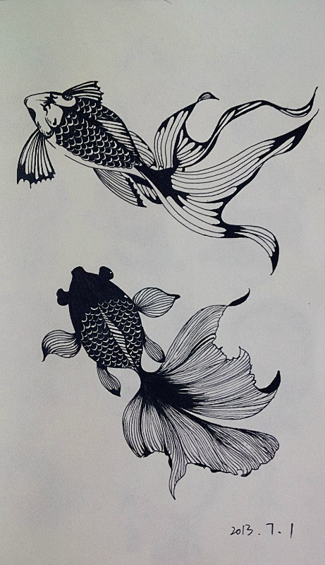 手绘金鱼