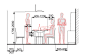 空间尺寸图。餐厅用餐和过道所需的基本空间尺寸图。设计参考图。